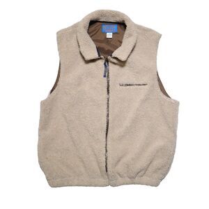 Vtg Pendleton Vest Men Large Brown Full Zip Sherpa Fleece Winter Golf Preppy USA